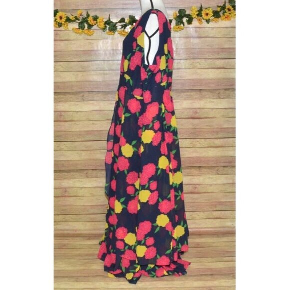 Jessica London Blue Floral Sleeveless Dress Plus Size 24 Flowy Ruffles Spring - Picture 7 of 13